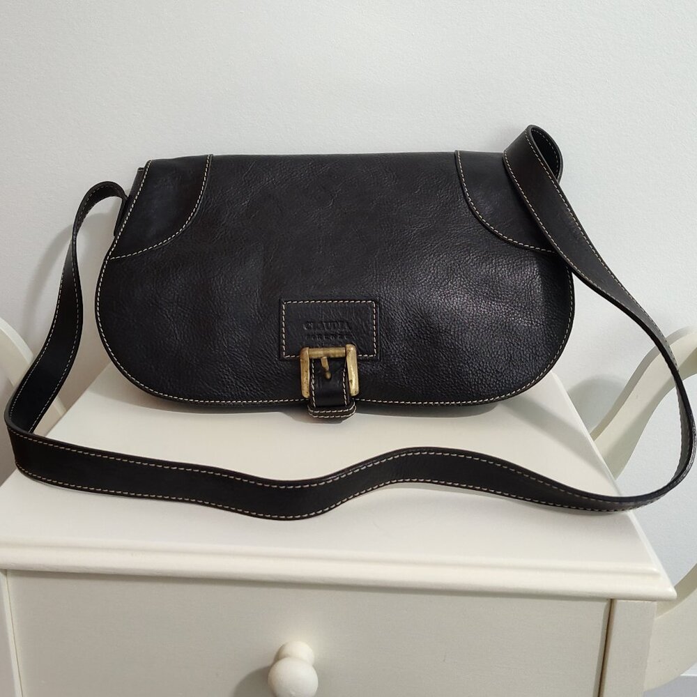Claudia Firenze black genuine leather purse, made in Italy, Excellent used cond.